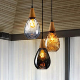 Teardrop Colored Glass Shade Vintage Pendant Light - Clowas